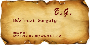 Bérczi Gergely névjegykártya